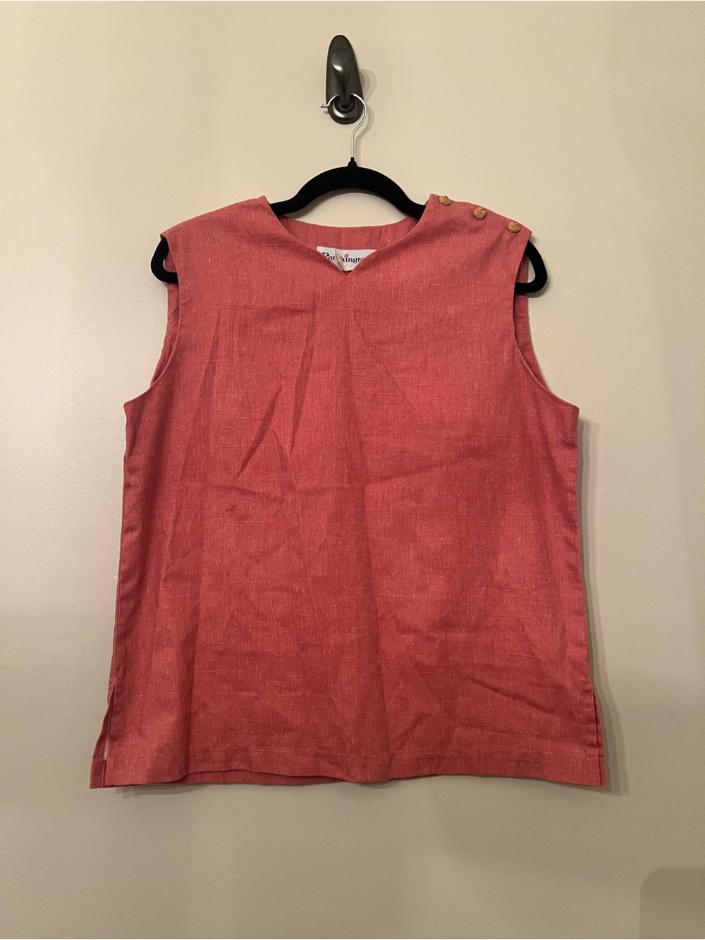 Salmon Sleeveless Linen Blend Top